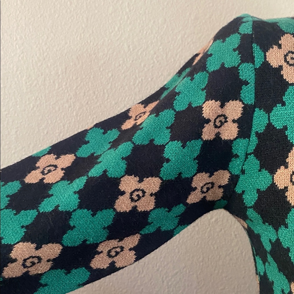 G interlock GG print green/cream/black knit mock turtleneck top sweater - Picture 4 of 7